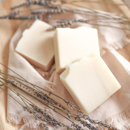 Pretty farm girl Fragrance Free Handmade Tallow + Goat Milk Soap Bar Trio — main product shot