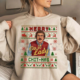 Funny "Merry Chit I Do It" Christmas Sweatshirt | Ugly Xmas Sweater Meme Shirt | Cheeky Holiday Crewneck