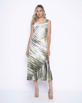 Picadilly Sleeveless Leaf Print Dress
