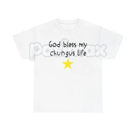 "God Bless My Chungus Life" Funny T-Shirt - Ironic Big Chungus Meme Tee, Sarcastic Religious Parody Shirt, Wholesome Internet Culture Apparel