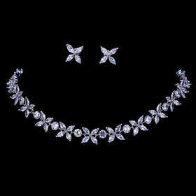 Envy NYC Stunning Crystal Necklace and Earrings Jewelry Set