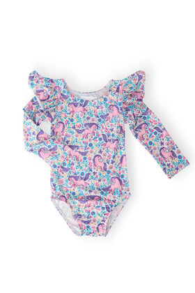 Head in the Clouds L/S Flutter Sleeve Leotard