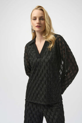 Lurex Cascade and Silky Knit Boxy Top - 254116
