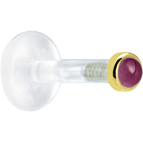 Solid 14K Yellow Gold 2mm Genuine Rhodolite Garnet Bioplast Push in Monroe