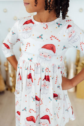 Mistletoe Magic 3/4 Sleeve Pocket Twirl Dress