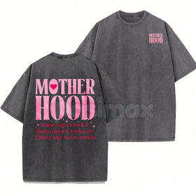 Motherhood Vintage Washed Tee – Aesthetic Minimalist Mom Life Graphic T-Shirt