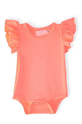 Neon Coral S/S Flutter Bodysuit