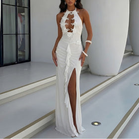 Solid Color Sexy Hollow Out Cutout out Backless Beach Cover up Bikini Swimsuit Beach Women