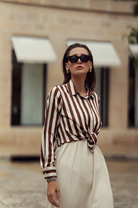 STRIPED SILKY BLOUSE