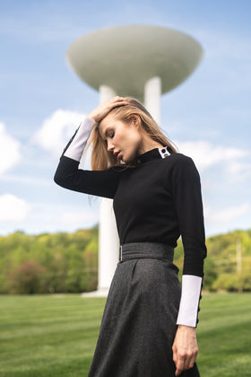 profile-nyc BELTED WOOL A SKIRT