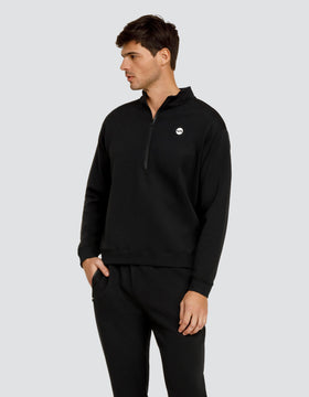 GERRY OVERSIZED QUARTER ZIP PULLOVER - ONYX BLACK