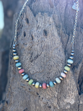Spring Pastel Opal Chain Necklace