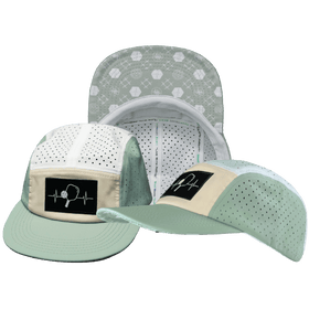 Pickleball 5 Panel Hat — Sage / Cream / White