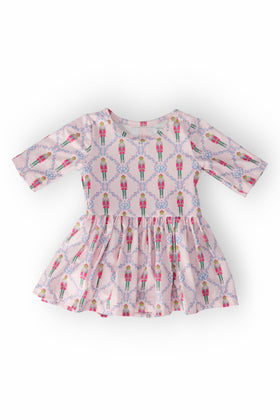Pink Nutcracker 3/4 Sleeve Twirl Bodysuit