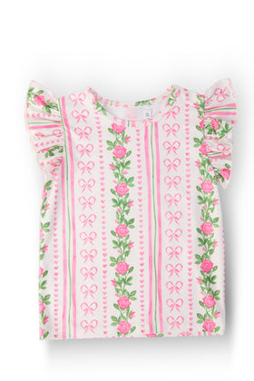Rosebud Bows S/S Ruffle Tee