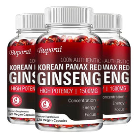 Korean Red Panax Ginseng Capsules - Increases Energy, Mood, Stamina & Performance Supports Mental Health