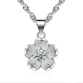 925 Sterling Silver Cherry Blossom Pendant Necklace