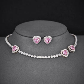 Pink Heart Necklace set