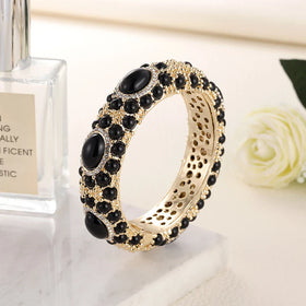 Gold Plated Rhinestone Resin Bangles