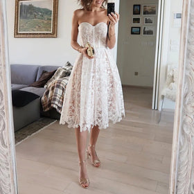 Envy NYC Holiday Padded Corset Midi Lace Dress
