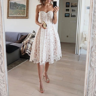 Envy NYC Holiday Padded Corset Midi Lace Dress
