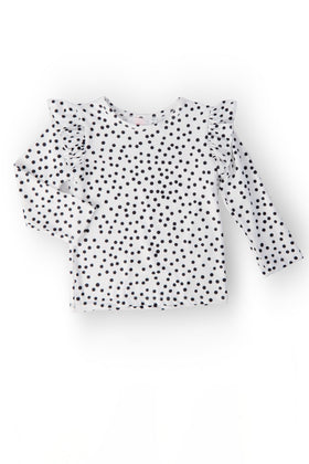 Scattered Dot L/S Ruffle Tee