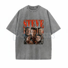 Steve Harrington Unisex Washed T-Shirt – Vintage Hawkins "Babysitter" Graphic Tee, Retro Oversized Streetwear