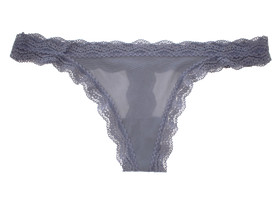 Mesh Thong with Lace Trim at the Waist and Leg, XS-2X