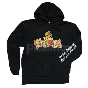 Team Fruta Hoodie – Black, Fruit Logo & Slogan "No Se Tienen Que Hay Piraña" Pullover, Medium Fit Casual Wear, Unisex