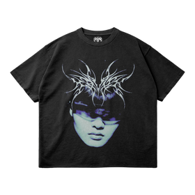 Kryptic Myst Garment Dyed Streetwear Tee 260GSM Cotton Faded Raw Hem True To Size