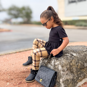 Bamboo Short Sleeve Peplum Top in Black