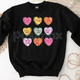 Valentine’s Day Conversation Hearts Sweatshirt | Cute Pastel Heart Shirt | Cozy Valentines Crewneck for Women | Romantic Gift for Her | Trendy Holiday Outfit