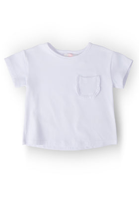 White Ruffle Pocket Tee