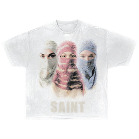 Saint Streetwear Tee White Cotton DTG Print Distressed Graphic True To Size