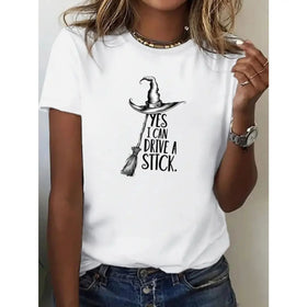 "Yes I Can Drive a Stick" Witch T-Shirt