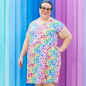 Adult "Jewelbug" Rainbow of Bugs Cap Sleeve Dress with Pockets