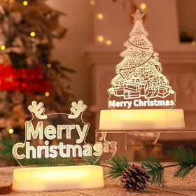 MANDOTOS Christmas 3D LED Acrylic Night Light Ornament Festive Holiday Decor Gift Idea For Kids