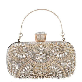 Artisan Crystal-Flower Evening Clutch Luxury Glitter Handbag for Couture &…