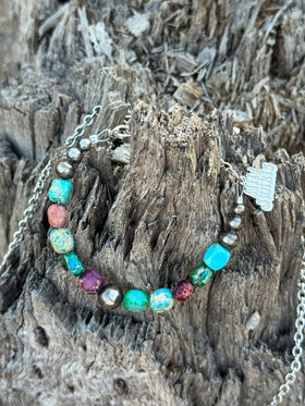 Sterling Silver Jasper Turquoise Bracelet