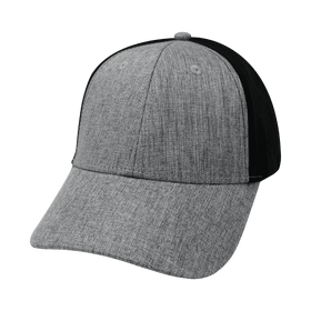 Blank 6 Panel Hat — Shallow Fit / Pony Tail / Heather Gray / Black (Unisex) -…