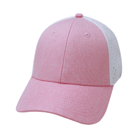Blank 6 Panel Hat — Shallow Fit / Pony Tail / Pink / White (Unisex)