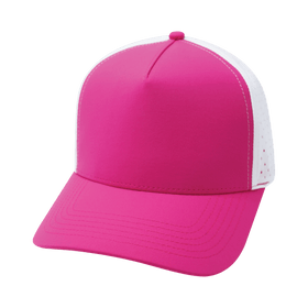 Blank 5 Panel Hat — Structured / Neon Pink / White (Unisex)