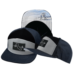 California Hat - Flat Bill - Navy / Gray / Black - Laser Mesh