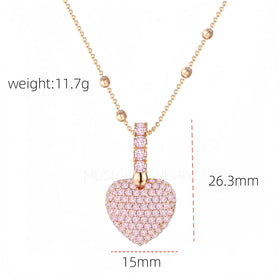 MyClosetAid Pink Heart Charm Cross Pendant Gold Necklace