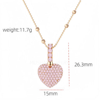 MyClosetAid Pink Heart Charm Cross Pendant Gold Necklace