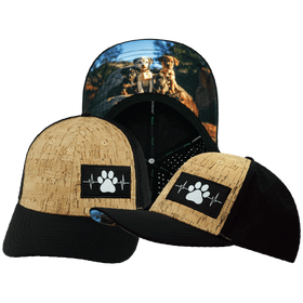 Dog Hat - Baseball Hat Fit - Cork - Black - Laser Mesh