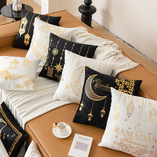 Eid Moon Hot Stamped Short Plush Pillow Cover (MR076)