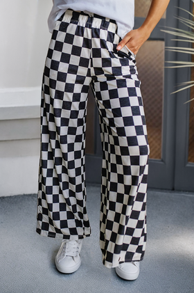 Pretty Little Patriot Black Checker Print Wide Leg Pants