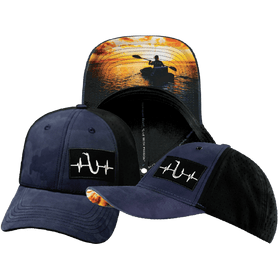 Fishing Hat - Low Profile - Ponytail - Soft Navy Camo / Black - Laser Mesh
