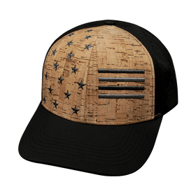 Flag Hat - Baseball Hat Fit - Cork - Black - Laser Mesh
